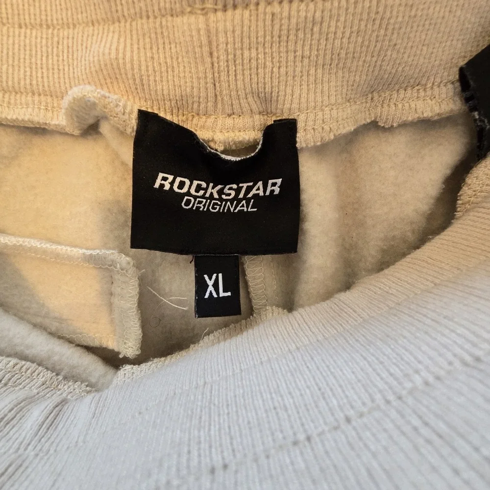 Rockstar Original Everest Sweatpants Mens XL Beige Floral Inset 32